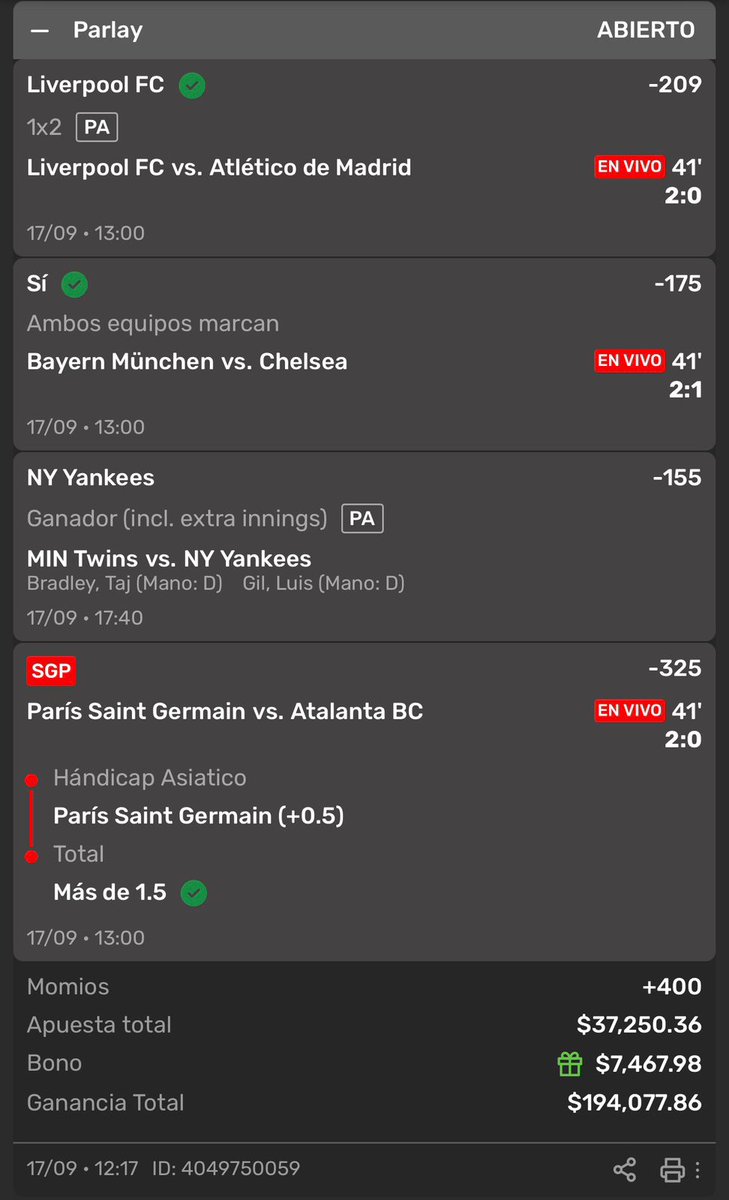 YANKEES EQUIPO CHICO 

ESTOY A UNA SOLA JUGADA DE GANAR 200 MIL PESOS 🔥🔥

SI GANAMOS VOY A REGALAR 30 REFILLS DE BANK ENTRE TODOS LOS QUE INTERACTÚEN 🤯