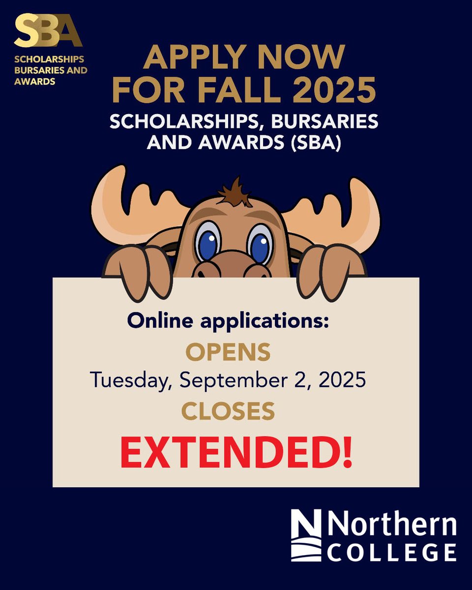 Northern College is extending the SBA application deadline past the September 30 date. Don't forget to apply for Fall SBA opportunities!