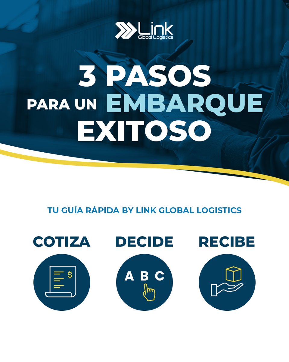 LinkGL_MX's tweet photo. 🚚En logística, la clave está en la preparación. Con Link Global Logistics solo necesitas: 
1⃣Cotizar 
2⃣Decidir 
3⃣Recibir
Así de fácil 
👉Hazlo posible  📎https://t.co/VvaAdU7K5c #SolucionesEmpresariales #EnvíosEficientes #PlaneaciónLogística https://t.co/ZnoVKzAYDh