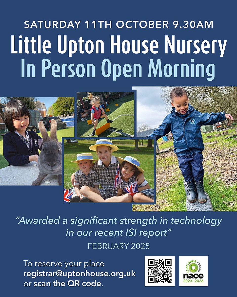 🌟 Discover the Magic of Early Education at Little Upton House Nursery! 🌟

Join us for our In-Person Open Morning on Saturday 11th October at 9.30 AM and experience the warmth, care, and excellence that set Little Upton House Nursery apart.

<a href="/LittleUptonUHS/">LittleUptonNursery</a>