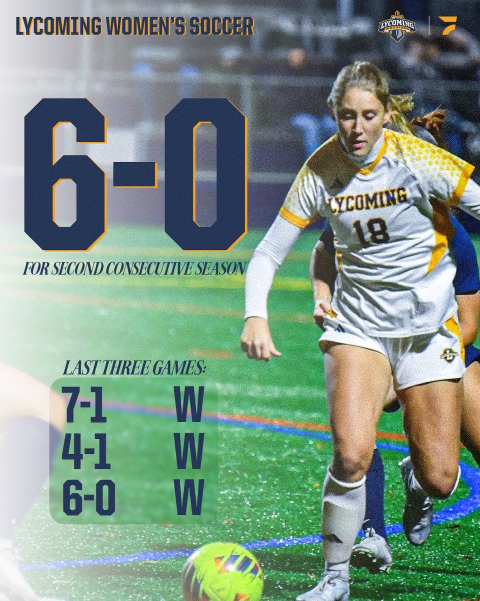 FloFC_'s tweet photo. The Warriors can’t be stopped 👏⚽️
Lycoming is 6-0 for the second straight season. They have also scored 17 goals in their last three games while allowing just one 🔥
#LandmarkFC | @LandmarkConf | @lycoathletics https://t.co/YToYycNfnb
