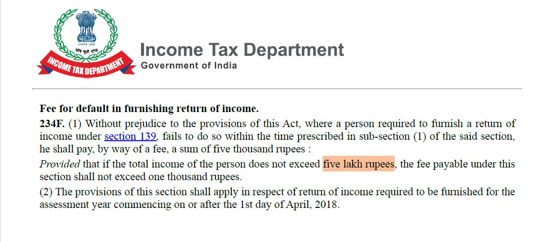 ITR Late fees - Curious Case!!  

📌Total Income - 6.50 Lacs (Salary/All normal Income) 
📌Tax Payable - NIL , Late Fee - Rs. 5000 

Higher late fee of Rs. 5000 is applicable even in cases when Tax Payable is NIL as default New regime provides for Nil Tax till 7 Lacs (normal