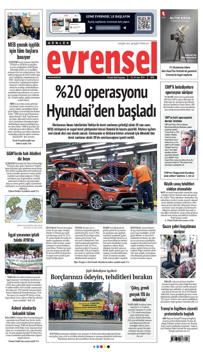 🗞️%20 operasyonu Hyundai’den başladı

Uluslararası finans tekellerinin Türkiye’de ücret zamlarına getirdiği yüzde 20 zam sınırı, MESS sözleşmesi ve asgari ücret görüşmeleri öncesi Hyundai’de hayata geçirildi. 

Böylece işçilere reel olarak eksi zam olarak yansıdı. 

Sermayenin ve
