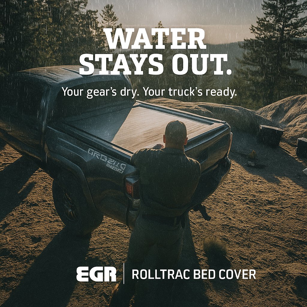 Rain, snow, or mud — RollTrac keeps your gear protected.
With 4 oversized drain ports and a factory bolt-on design, it’s the most weather-tight truck bed cover on the market. Built tough, built smart, built for every forecast.

EGR RollTrac. Protection without compromise.