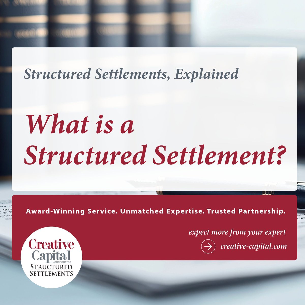 CCI_Structures's tweet image. What exactly is a structured settlement?  Structured settlements = stability + security for injured plaintiffs.
✅ Tax-free payments
✅ Customized plans
✅ Market-proof peace of mind

Let’s explore how we can help your clients. Partner with Creative Capital for trusted expertise.