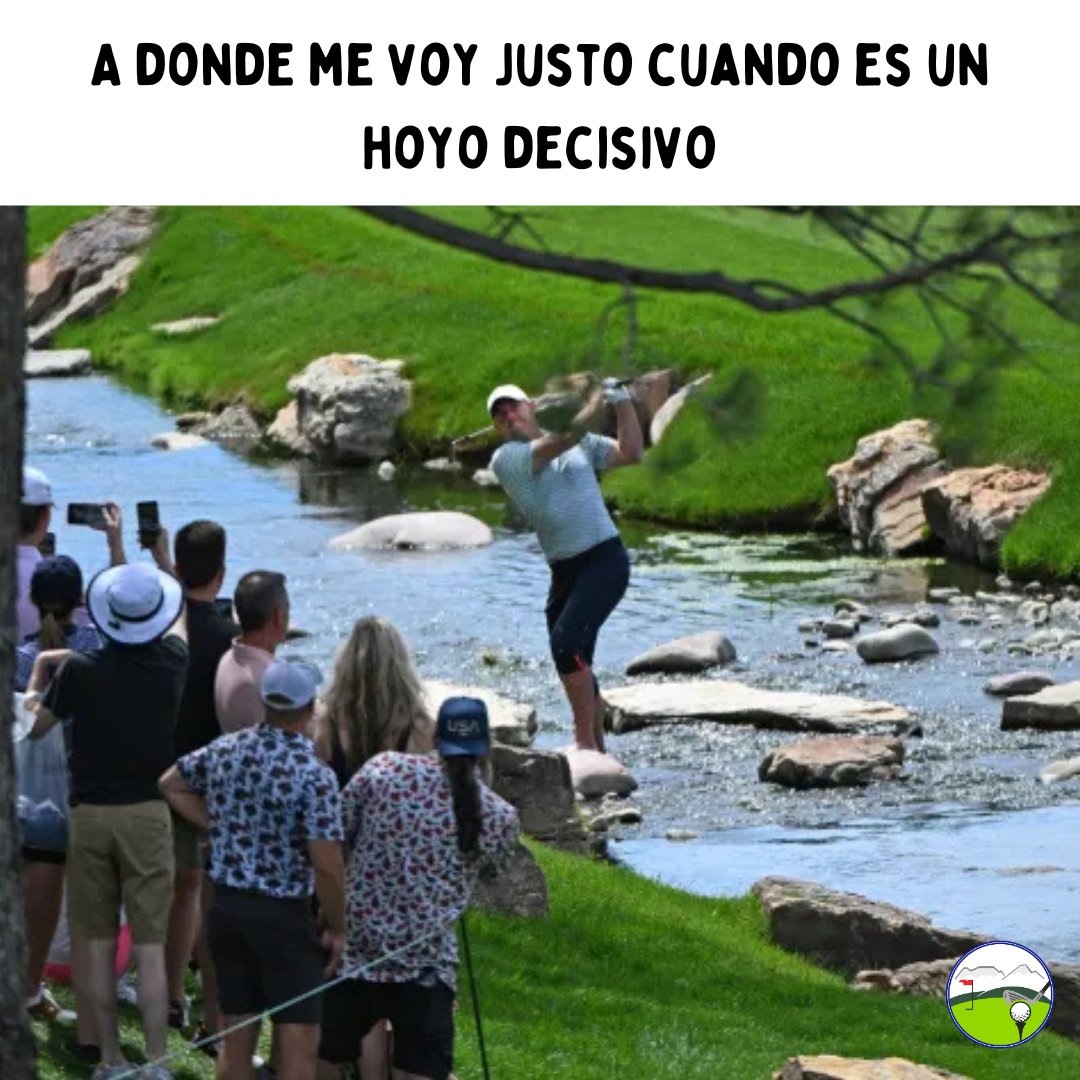 AGVM1's tweet image. ¡La presión es real! 😬 Justo cuando necesitas el mejor golpe de tu vida, la pelota tiene otros planes y te lleva a una aventura inesperada. 😂

#GolfHumor #MomentosDecisivos #Presión #GolfMemes