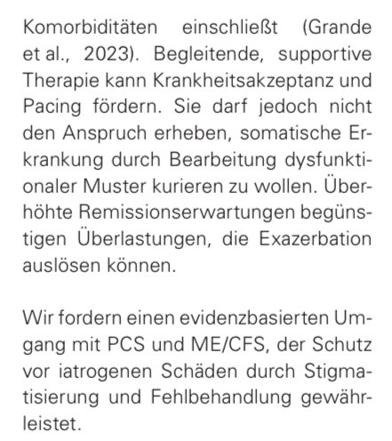 Unsere Antwort auf Köllner und Kupferschmidt „Das PCS - Überblick über bio-psycho-soziale Erklärungsmodelle“ wurde im #Psychotherapeutenjournal veröffentlicht:
„Die pauschale Empfehlung von Bewegungstherapie und Rehabilitation ist unverantwortlich“
#MECFS 
#MEAwarenessHour