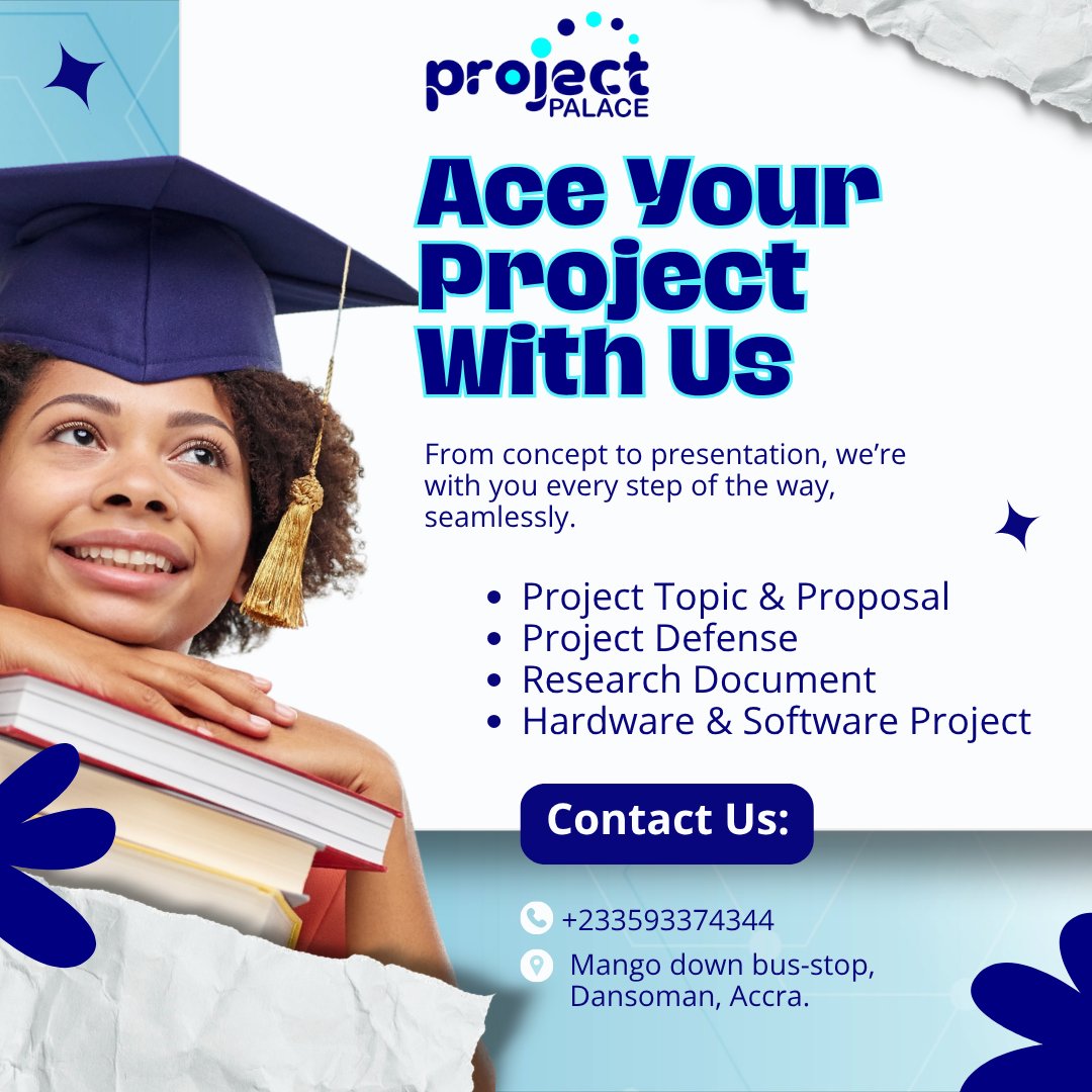 ProjectPalacePP's tweet image. At Project Palace, we know the pressure that comes with academic projects — and we’re here to make it easier. From choosing the right topic to defending it with confidence, our expert team supports you every step of the way.

#ProjectPalace #FinalYearGoals #GraduateLikeABoss
