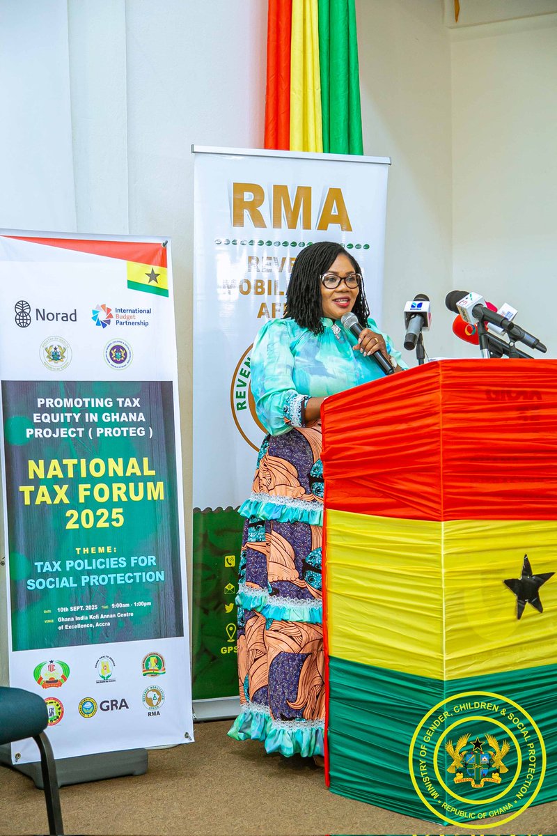 MoGCSP_Ghana's tweet image. The Minister, Hon. Dr. Agnes Naa Momo Lartey, at the recently held #NationalTaxForum2025, restated Gov&apos;t pledge to designing tax policies that strengthen #socialprotection deliveries.
&quot;The ultimate goal of tax reform is to raise living standards for a better Ghana&quot;, she stressed.