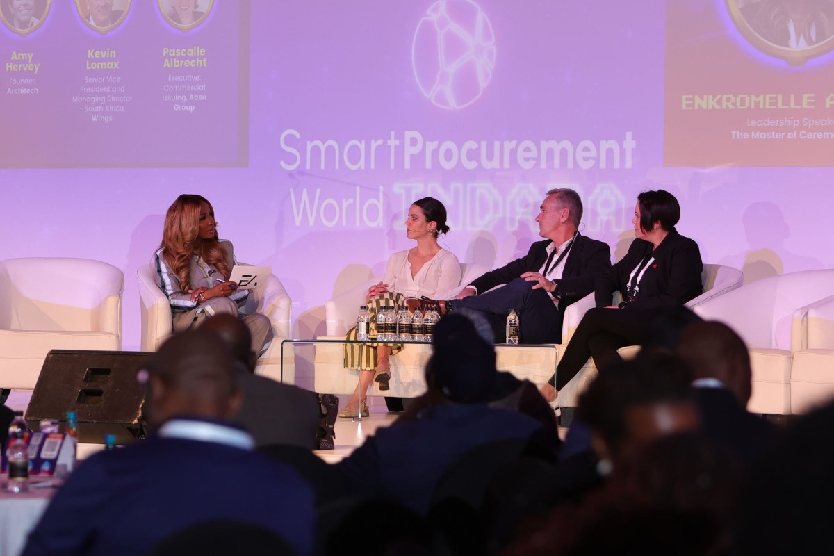 SmartProcure's tweet image. Enkromelle Andrew (Leadership Speaker & MC) led a powerful discussion with Amy Hervey (Architech), Kevin Lomax (Wings) & Pascalle Albrecht (Absa) on moving beyond automation, blending AI with human connection in travel & financial services. #SPW2025Indaba #Day2 #GameOn