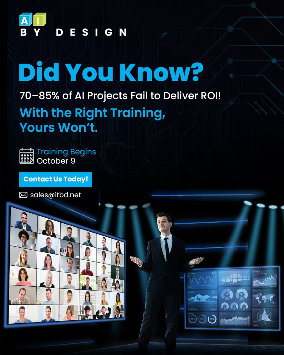 IT_BY_DESIGN's tweet image. Most companies fail to get ROI from AI because they’re stuck in theory.
Our AI Training turns hype into real workflows and outcomes.
Seats filling fast: hubs.ly/Q03JQFMG0

#AITraining #AIForBusiness