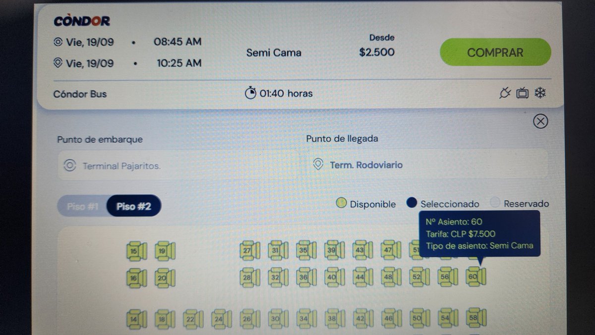 joha_bla_bla's tweet photo. @turbuschile y sus precios mentirosos, cómo es eso de 2500 y al marcar asiento sube a 7500?? https://t.co/fA9u2qiIHQ