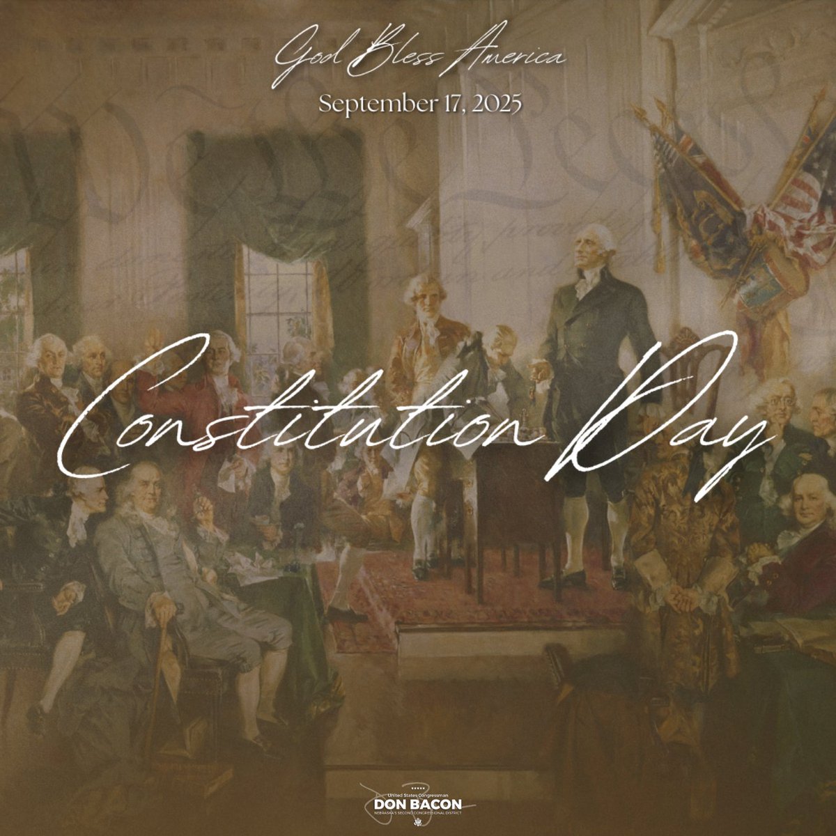 On Constitution Day, I'm reminded of James Madison's wisdom in creating a government that demands consensus-building to get important things done. His separation of powers and his system of checks &amp; balances were brilliant. I’ll always treasure our Bill of Rights.