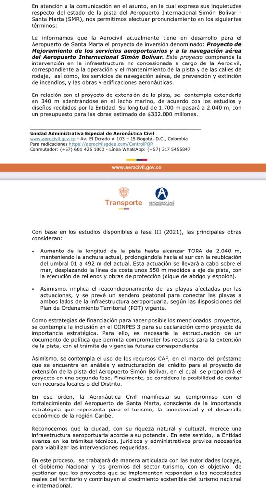 Santa Marta, la ciudad más antigua de América que cumplió 500 años, sigue siendo olvidada por el Gobierno Nacional.

Primero dejaron a ESMAR más endeudada que nunca y ahora tampoco gestionan los recursos para extender la pista del aeropuerto.

¿Dónde están nuestros congresistas?