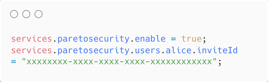 ParetoSecurity's tweet photo. A huge UX improvement for @nixos_org users just landed: you no longer need to manually run `paretosecurity link` to link your device to Pareto Cloud.  

Instead, ensure compliance declaratively! https://t.co/LDSi0TJZ0z