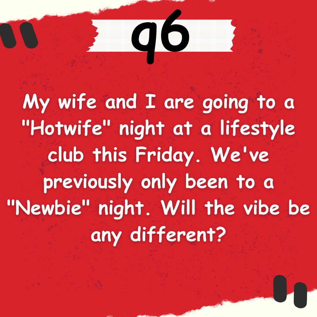 Swinger_Confess's tweet image. Great question. Some veterans tend to stay away from newbie nights, so you may have a higher chance of meeting others. But the same rules should apply. Thoughts?

#swingerlife
#hotwifetribe
#polyamoryopen
#cuckquean
#lifestylecouple