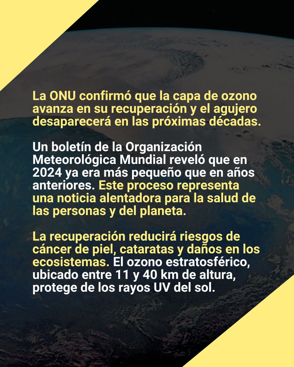 ADNMedellin's tweet photo. Buenas noticias para el planeta 🌎💚. La capa de ozono se está recuperando y podría desaparecer por completo en las próximas décadas. #MedioAmbiente #CapaDeOzono #PlanetaTierra
📍Conoce más en https://t.co/IoeR9FKSvW https://t.co/2y7LWwf2KI
