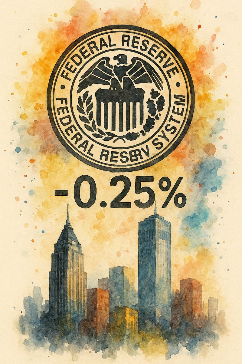 📉 الفيدرالي الأمريكي يخفض الفائدة 25 نقطة أساس
🔹 النطاق الجديد: 4.00% – 4.25%
🔹 باول: القرار وقائي لإدارة المخاطر
🔹 لا نية لخفض كبير وسريع
🔹 التضخم يتباطأ… والوظائف تحت الرقابة
🔹 توقعات بخفضين إضافيين قبل نهاية 2025
🔹 التصويت لم يكن بالإجماع

السوق لا يستمع فقط للأرقام…