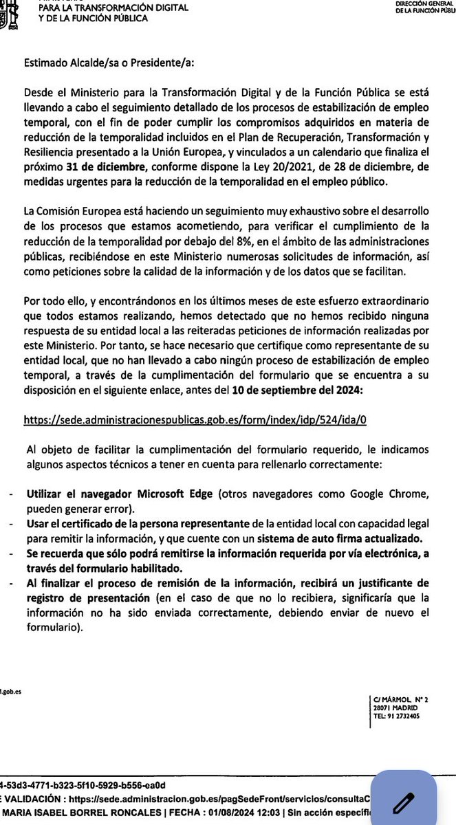 suarezdata2's tweet image. Pues de momento. Carlos.
Más caña, a los que incumplen descaradamente con el objetivo de reducir temporalidad

Mr 155 en Aragón por ejemplo

Valencia rechaza que se contemplen sanciones sobre los funcionarios con responsabilidad sobre las políticas de personal.

Avisados en 24🚨