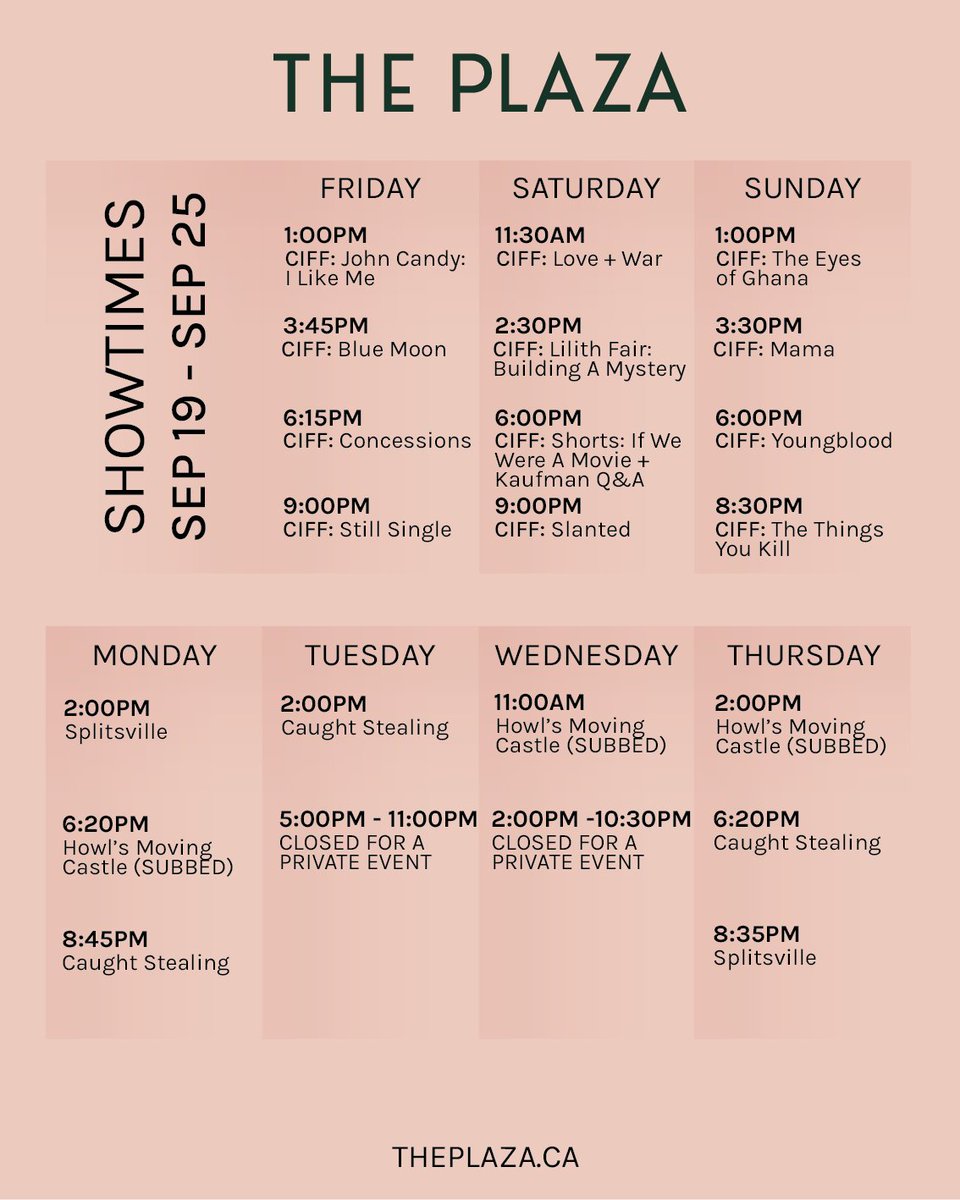 CIFF shows are available at their website loom.ly/ZOtNyio
Tickets for The Plaza's regular programming are on sale NOW at our website loom.ly/jSYLrh4 and

#theplaza #yycarts #theplazayyc #independentcinema #seeitdifferently #kensingtonlove #ciff #filmfestival