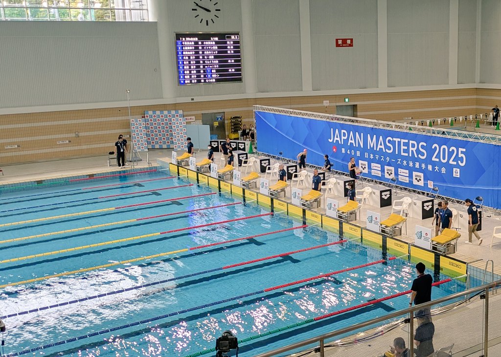 平岸プール！ウォーミングアップ完了。#ジャパンマスターズ