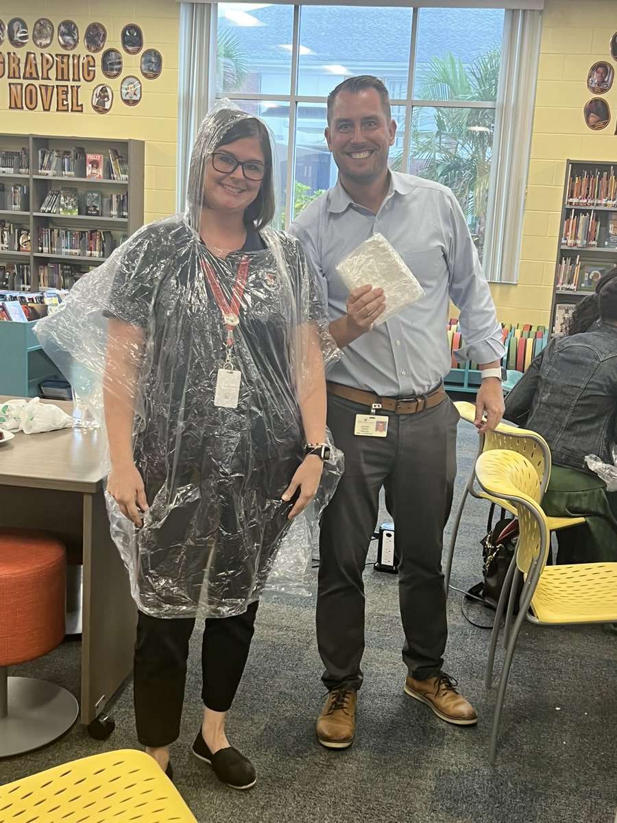 Only Jeff Cooley would be prepared with ponchos to give out to his fellow TN2 Principals, when it poured with rain as they were about to leave after an amazing day of learning!!!  <a href="/KenlyCougars/">Kenly Elementary</a>  🩵🐾 #TN2Strong 🩵