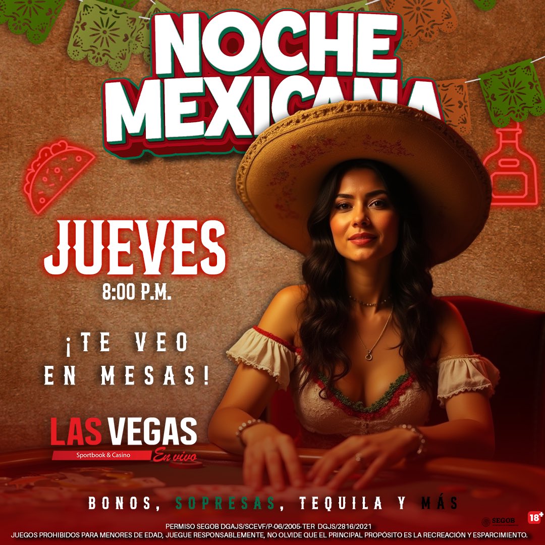 claudiaapl's tweet photo. 🎊🇲🇽 La fiesta sigue el jueves 18 de septiembre …
Noche mexicana + mesas en vivo + dealers + sorpresas 🔥.
📍 Te esperamos mañana en Las Vegas en Vivo. https://t.co/IecUXJF3GY https://t.co/yrfOA7Il2D
