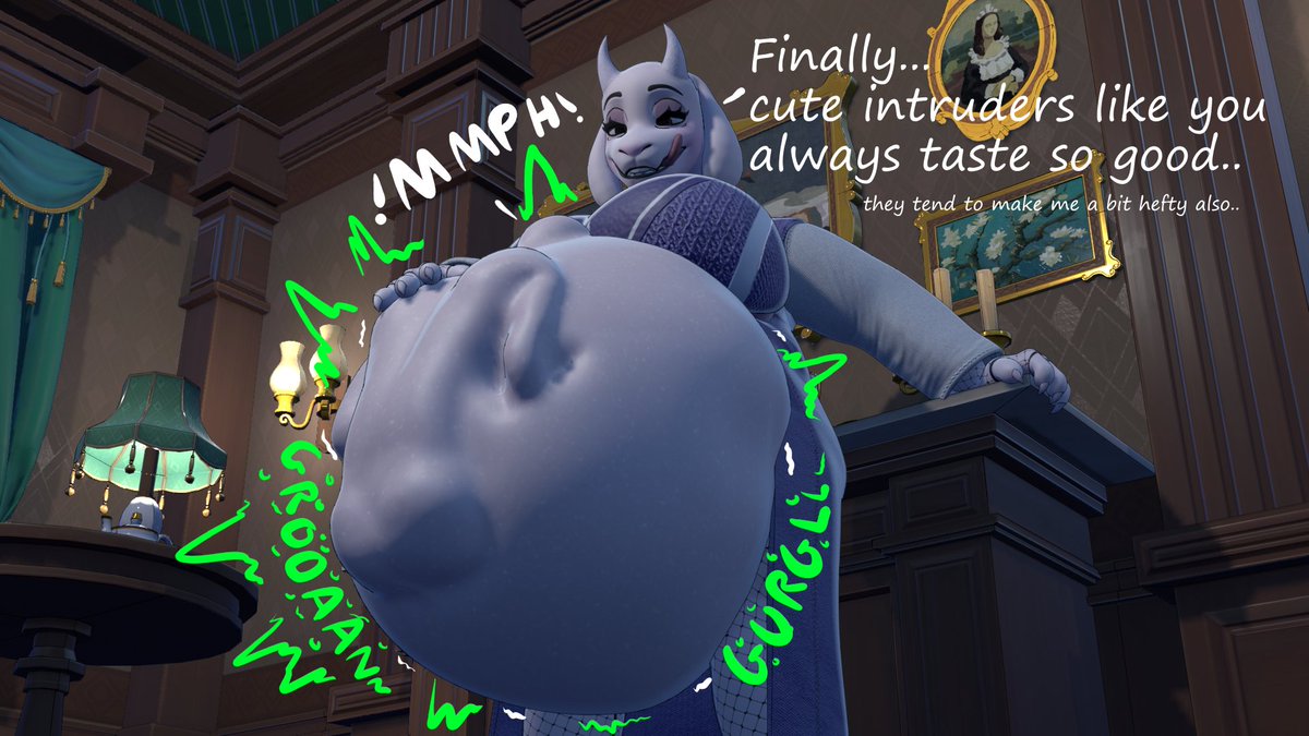 freakyamber_'s tweet photo. home invader thinks he's going to grab something valuable ... all hes getting is a voracious goat momma that wants to send him towards her noisy cauldron .. (to me thats a win tbh)

finally!!! toriel vore!! #1 milf!! (1/?)
#Toriel #torielvore #vore #belly #gurglebelly #vorebelly https://t.co/flE1LGvcxH