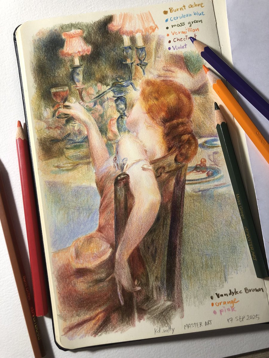 เติมวันละนิดวันละหน่อย หน้างานคือภาพค่อยๆเต็มแต่ในใจคือค่อยๆเติมความสุขเล็กๆในใจให้ตัวเอง ให้ได้ทำในสิ่งที่รักทุกวัน

วันนี้ภาพนี้studyจบแล้ว ก็ถึงเวลาเริ่มต้นการเดินทางใหม่ต่อไป💛💖❤️

#สีไม้ #masterstudywithmasterart #masterart #painting #thegardenofarmida