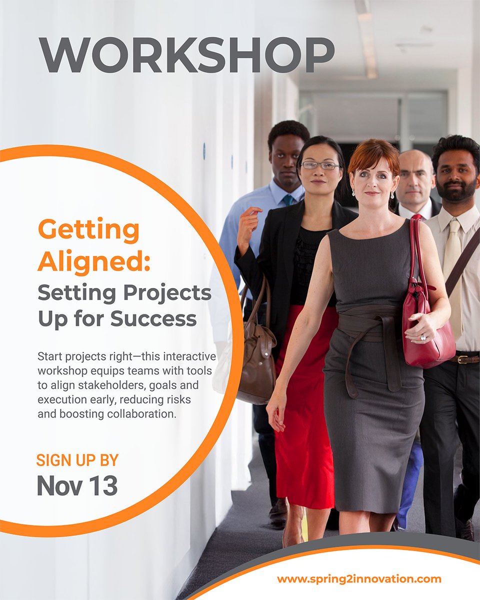 Spring2Inno's tweet image. NEW: Getting Aligned – Setting Projects Up for Success
Misalignment at the start of a project = delays, confusion and wasted effort.
Sign up now for Nov 13—zurl.co/rN5Av
#Spring2Innovation #Collaboration #ProjectSuccess