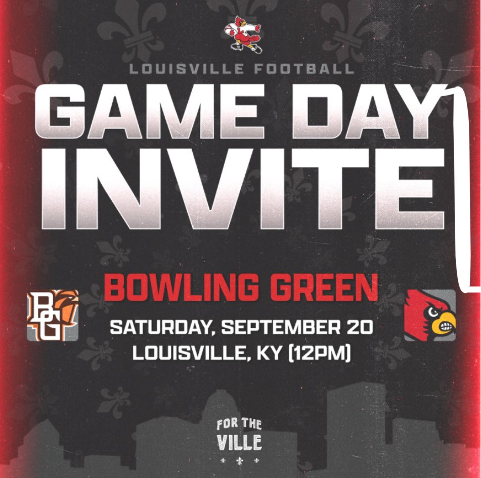 I’m excited to be at Louisville this Saturday for a game day visit! Ready to see campus and the game. 
<a href="/Coach_RWallace/">Coach Ryan Wallace</a> <a href="/vincemarrow/">CoachMarrow</a> <a href="/pete_nochta13/">Pete Nochta</a> <a href="/jdemling/">Jody Demling</a> <a href="/Coach_MFox/">Michael Fox</a>