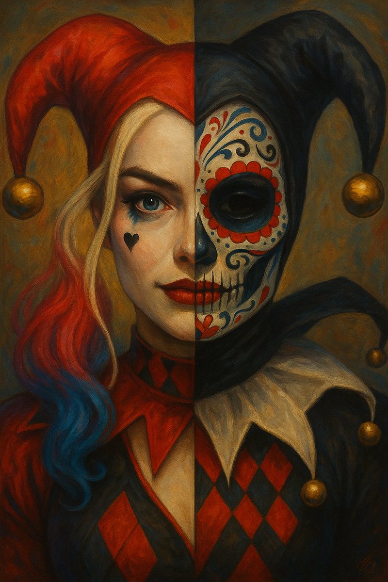AlyraNFT's tweet photo. 🃏💀 “Harley of the Sacred Chaos” is now alive on #Objkt.
A fusion of Harley Quinn’s madness with the soul of a Mexican Skull.
This NFT is about love, obsession, and the fine line between devotion and insanity.

🔗 Minted on Tezos.
#NFT #NFTArt #CryptoArt #HarleyQuinn #DarkArt #MexicanSkull #Objkt #Alyra

https://t.co/dEc3TcHAPx