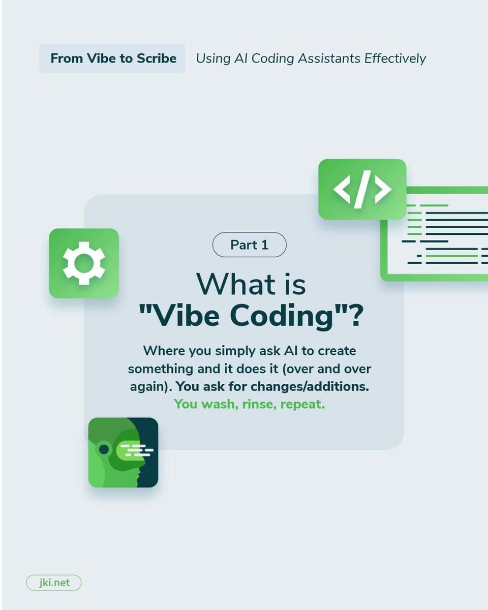 jkisoftware's tweet image. You ask AI to build something → It looks professional → You ship it → Reality hits: security holes, performance issues, technical debt.

The problem: &quot;Vibe coding&quot; creates apps that look pro but hide serious problems.

The solution: Think like a scribe
