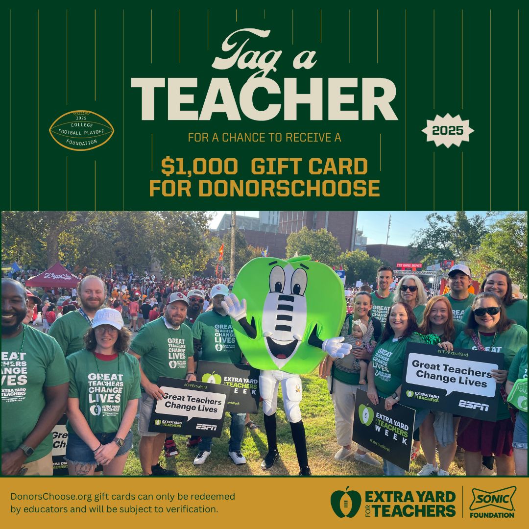 Celebrating the incredible dedication of teachers who invest in their students! 💚📚 Join us for #ExtraYardWeek and tag a fantastic teacher for a chance to win a $1,000 gift card to support their classroom! 🎉🍏 Winner announced on September 19. #ExtraYardWeek #TagATeacher
