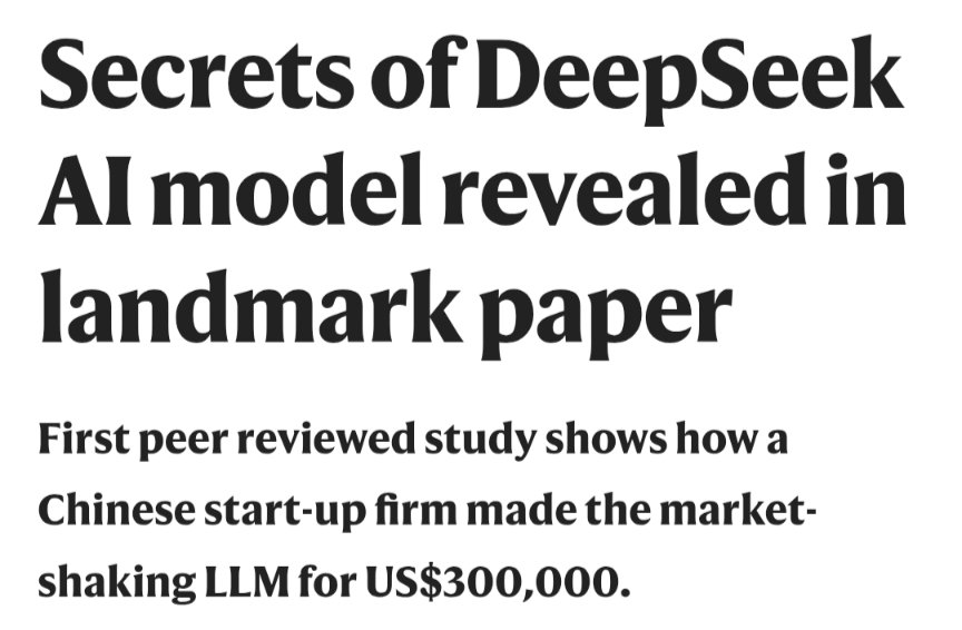 hsu_steve's tweet image. Peer reviewed version of Deepseek R1 paper in Nature.
Hard to believe it's only been 9 months since R1 - seems like a lifetime ago!
"The paper updates a preprint released in January, which describes how DeepSeek augmented a standard large language model (LLM) to tackle…