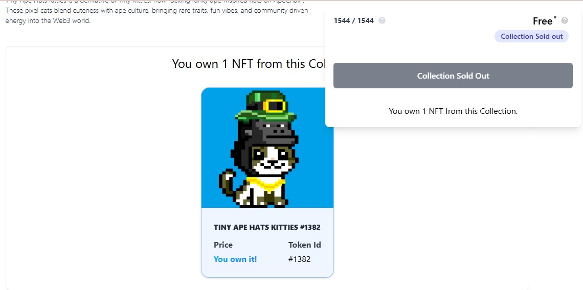 Mintear el último NFT de 1544 fue una carrera 🫡 pero se logró.  

Errores miles pero mejor que sean aprendizajes jajaja

Graciassssss  <a href="/morfeox23/">GATO♥️⛓️</a> por el gato Sombrero de Steph en el país de Criptos <a href="/yisuxbike/">Yisuxbike♥️⛓️</a> una paciencia increíble 🙌🙌

Ya tengo mi 🐈‍⬛ 🎩💚💚