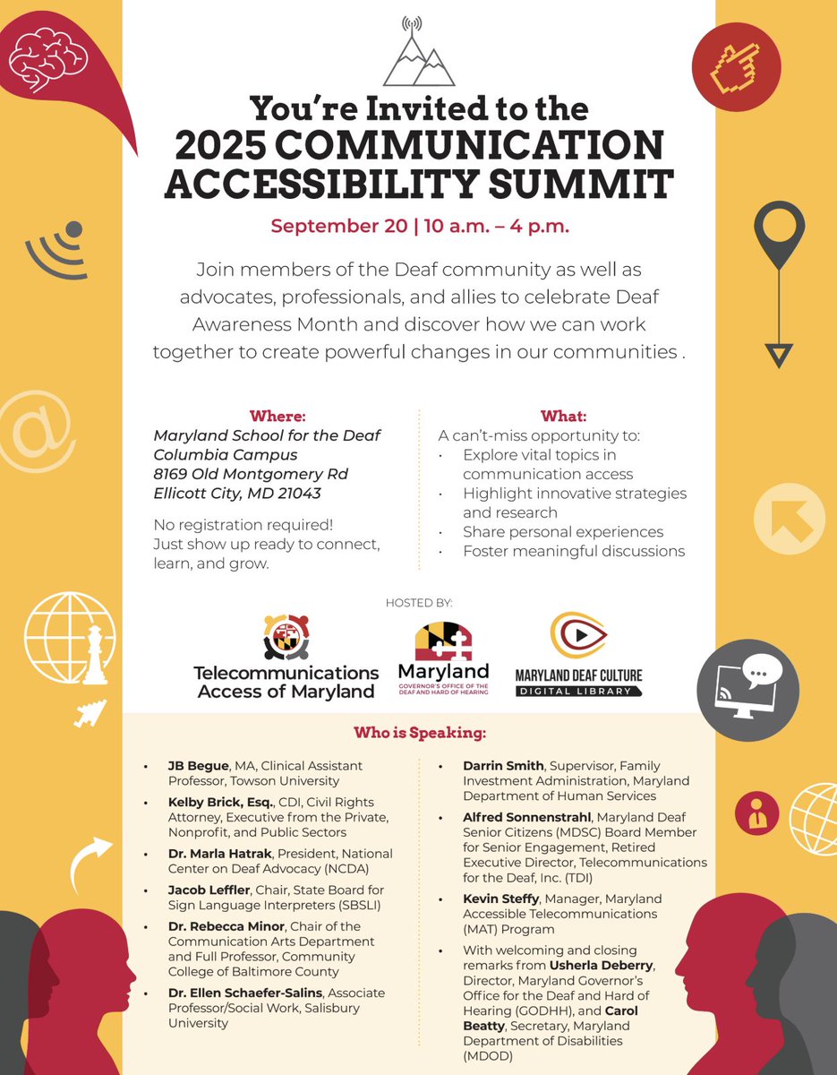 Don't forget! September 20th from 10 a.m. – 4 p.m. at Maryland School for the Deaf Columbia Campus 8169 Old Montgomery Rd, Ellicott City, MD 21043.
facebook.com/share/v/15aHk2…