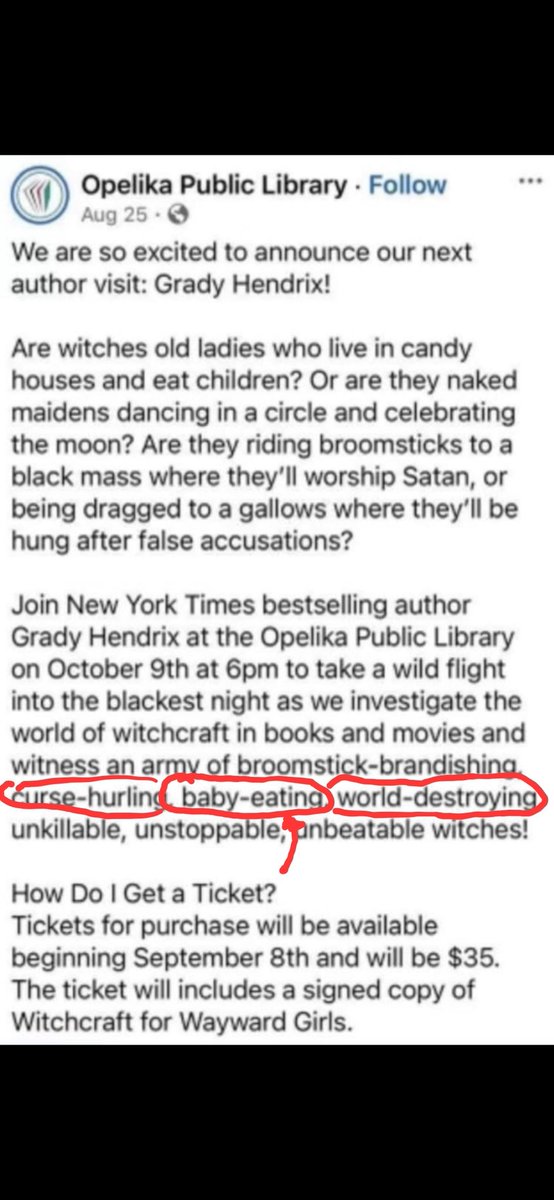 CleanUpAlabama's tweet photo. @opelikacitygov since when are Alabama libraries in the business of hosting events about "baby-eating" witches?!? Is this appropriate use of taxpayer funds/facilities? https://t.co/2lKBkoohVW…
 @1819News  @GovernorKayIvey  @occupylibraries @SteveDeaceShow @DeaceProducer @deaceonline https://t.co/SDEovnEG6B
