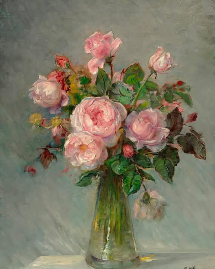 ivanik_oksana's tweet photo. Painting by Bertha Wegmann 
(Danish painter 1847-1926)
Roses in a glass vase, 1906 
Oil on canvas https://t.co/vt6DYsdO4V