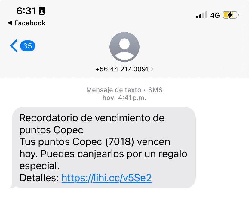 FdoHernandez's tweet photo. Me llego un mensaje por los puntos de @copec_cl …..ta raro…. https://t.co/5vjLQLmaBB