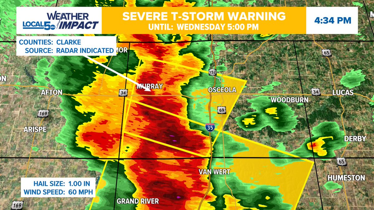 ALERT: A Severe Thunderstorm Warning is in effect until 9/17 5:00PM for Clarke Co. Seek shelter indoors until this storm passes your area! #IAWX