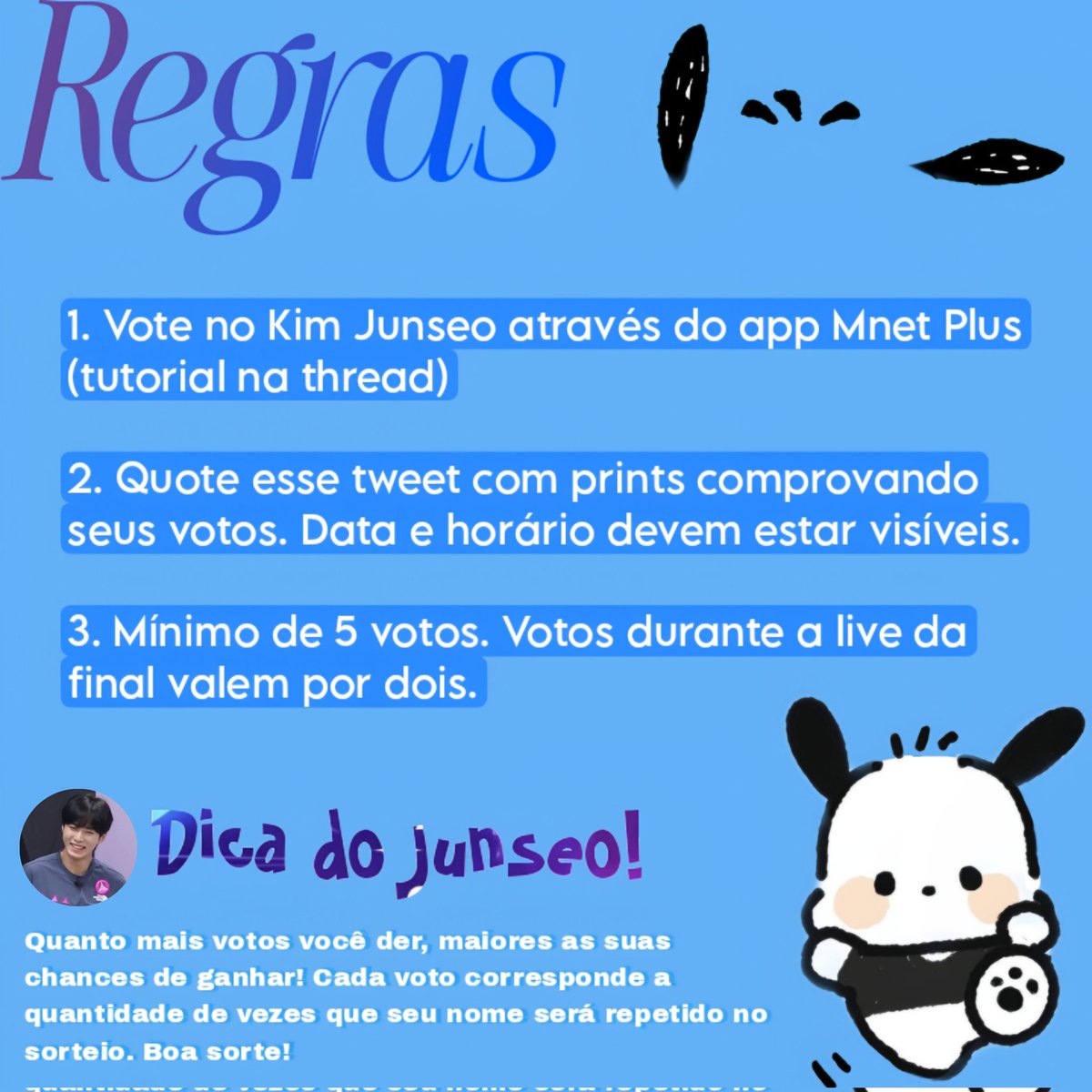 junseoitboy's tweet photo. SORTEIO #B2P
POCHACCOS DO JUNSEO ૮₍ ˶ᵔ ᵕ ᵔ˶ ₎ა

Quer concorrer a um PIX de R$ 400,00?

🗳️ vote no KIM JUNSEO pelo Mnet Plus e responda/quote esse tweet comprovando (inclua seu user ou um emoji pra deixar claro que o voto é seu) — min. 5 votos

📆 18/09 - 25/09 https://t.co/VzELRwWbic