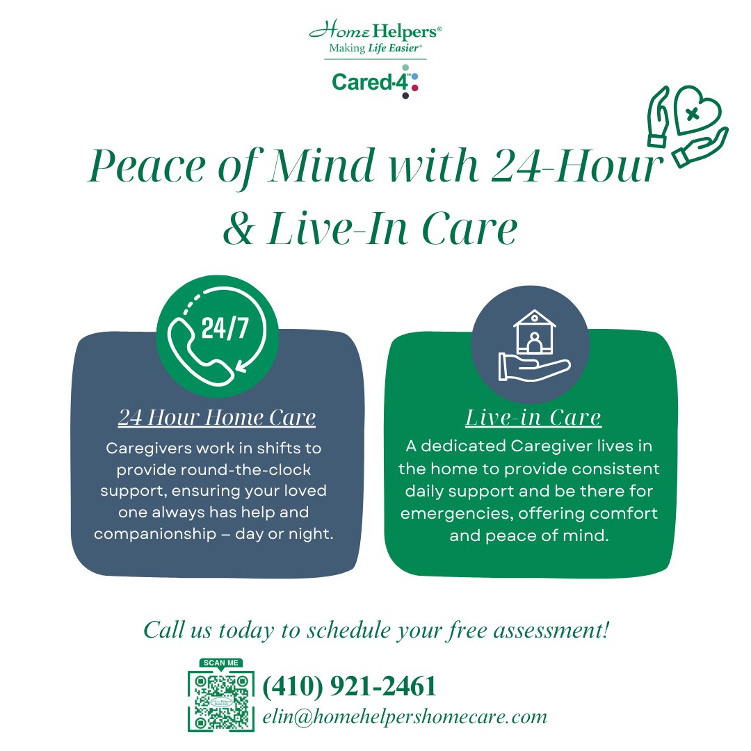 EdwardSiraya's tweet image. Peace of Mind with 24-Hour &amp;amp; Live-In Care
When your loved one needs extra support — whether recovering from an illness or managing a long-term condition — we’re here to help.

📞 (410) 921-2461
📧 elin@homehelpershomecare.com
🌐 homehelpershomecare.com/hanover-md

#HomeHelpersHanover