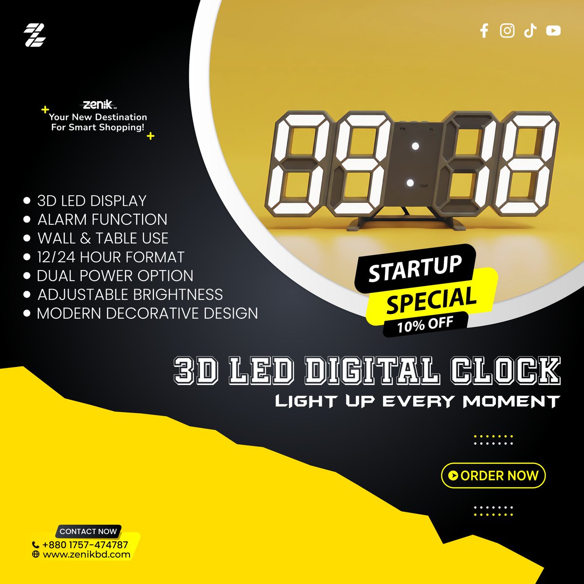 zenikbd's tweet image. ⏰ 3D LED Digital Clock

💫 স্টার্টআপ অফার!
শুধুমাত্র ZenikBd-তে ১০% ডিসকাউন্ট! 🎉
এখনই অর্ডার করুন 🛒

🛍️ ZenikBd – আপনার স্মার্ট শপিংয়ের নতুন ঠিকানা।

🔖 হ্যাশট্যাগ:
#ZenikBd #SmartShopping #3DClock #LEDClock #DigitalClock #HomeDecor #SmartLiving #ModernLifestyle #AlarmClock