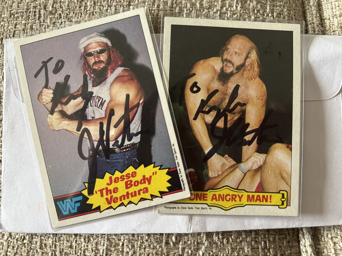 Big thanks to <a href="/GovJVentura/">Jesse Ventura</a> for the new cornerstone of my humble (but mighty) TTM collection.

#TheHobby <a href="/gurucollects/">The Collectibles Guru</a> #JesseTheBodyVentura