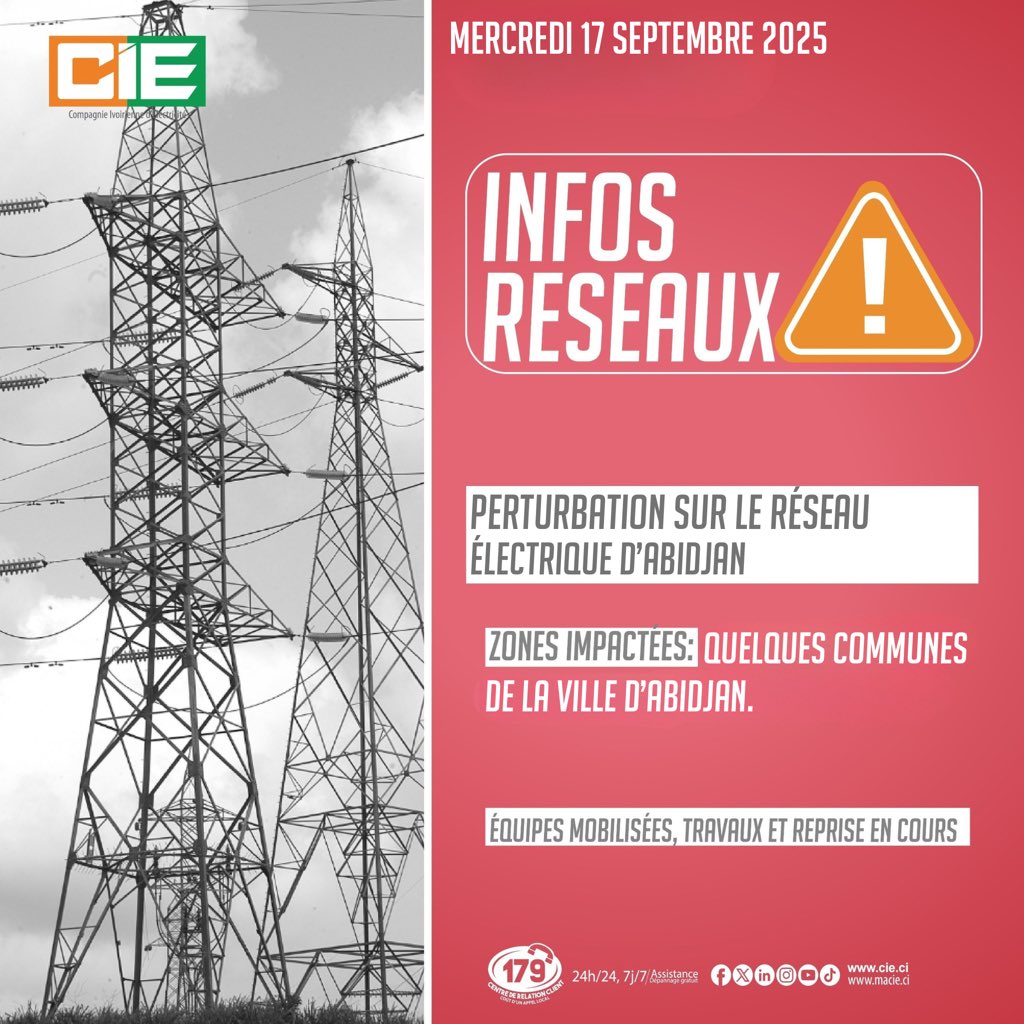 Chers clients,

Nos équipes sont mobilisées pour une reprise dans les meilleurs délais. 

#infosReseaux