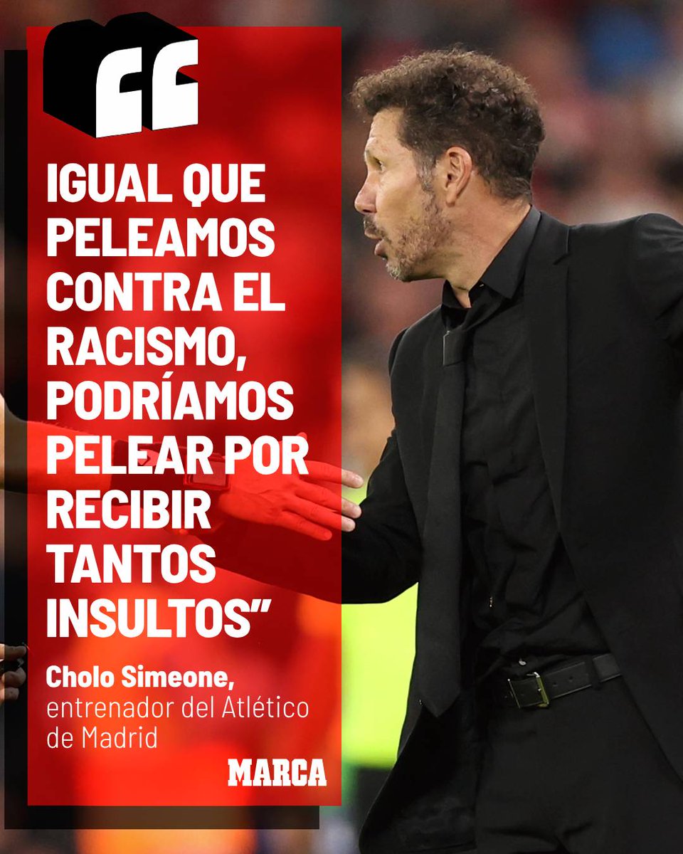 👀 Simeone no se esconde tras lo ocurrido con un aficionado al final del partido

💥 "Con la misma manera que peleamos insistentemente contra el racismo, también podríamos pelear por estar en el lugar que estamos recibiendo insultos"