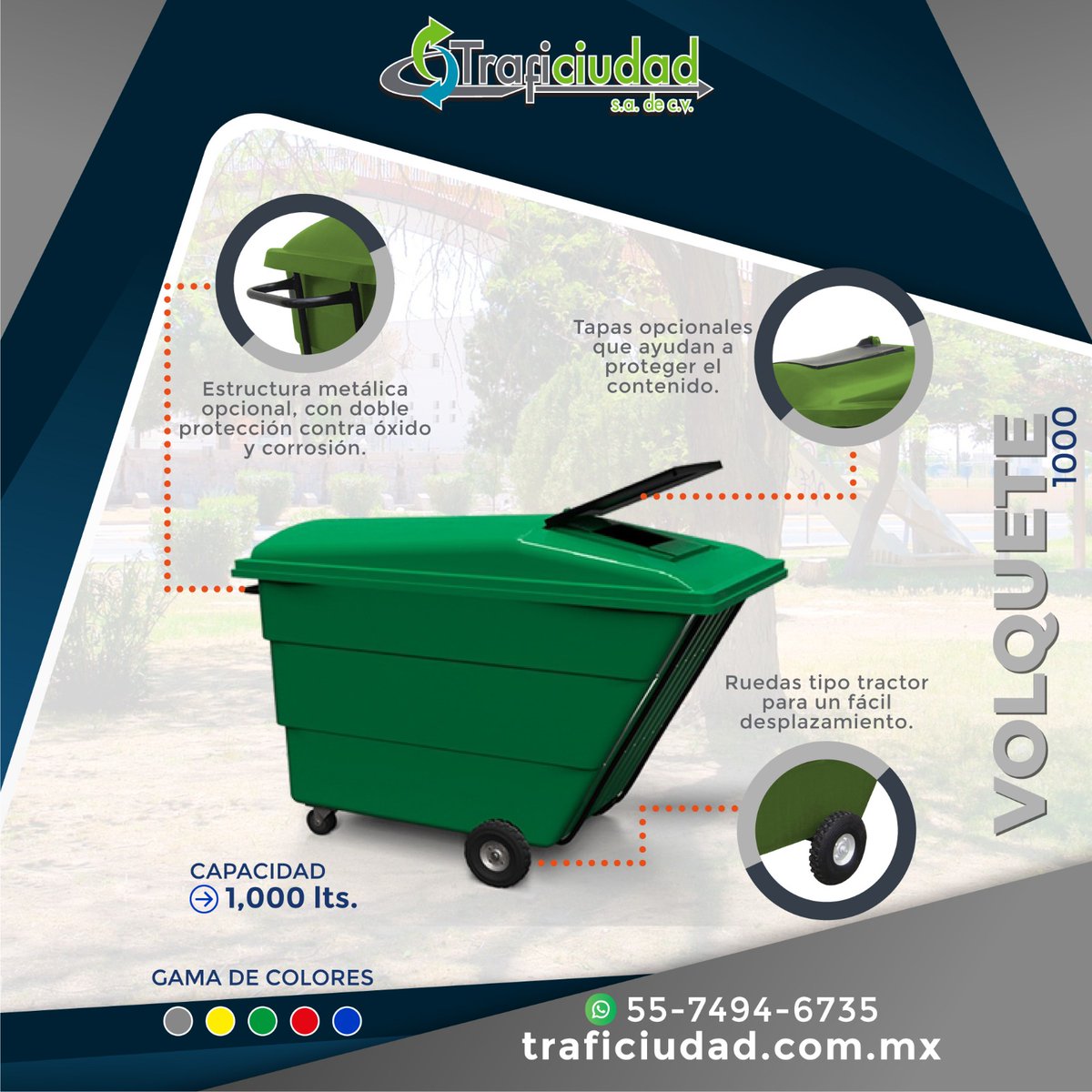 traficiudad's tweet photo. Robusto, funcional y fabricado para enfrentar los retos del manejo de residuos en entornos industriales y municipales.🗑✅#Tecnologia #Prada #Tokio #Herner #Horner #Madrid #Contenedores  #Cuba #Solar #Messi #Eagles #Cowboys #Marina #Iztapalapa #Nepal #Liverpool https://t.co/ox3eCbK5c5