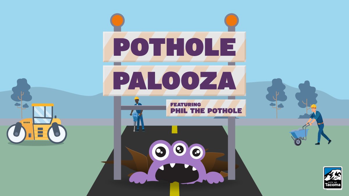 🚫🍲🕳️Phil is back to phill – er – FILL #Tacoma Potholes for another round of Pothole Palooza! From Sept. 30 – Oct. 13, crews will showcase maintenance and preservation of 10 arterial roadway locations across Tacoma. Stay tuned for a full list of where Phil will be visiting. 