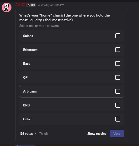 raidenNFTs's tweet photo. what is your home chain? 

I’d say Base  because it’s where a lot of the next wave of users are coming in, and it’s built on Ethereum’s foundation. It’s accessible, growing fast, and feels native to the current era of crypto.

But I’d keep a foot in Arbitrum for serious DeFi and institutional alignment, and hold ETH as my base-layer anchor.

these campaign live in @xomarket community discord feel free to react.

https://t.co/9bBUsGyAO4

#XO #MarketConviction